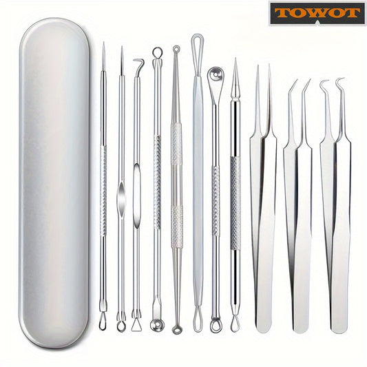 11pcs Blackhead Remover For Face, Professional Stainless Micro-Needling Removal Tools Kit, Needling Beauty Needle Elbow Hook Needle Tool, Pimple Popper Tool Kit For Quick And Easy Removal Of Pimples, Blackheads, Zit Removing