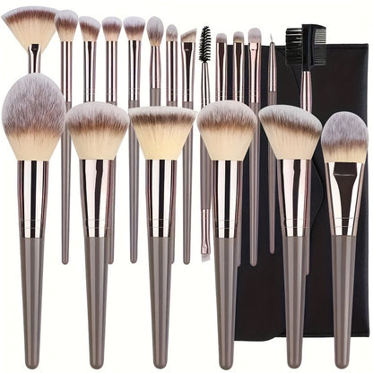 Premium Champagne Golden Makeup Brushes With Travel Portable Case Professional Foundation Blush Eyeshadow Blending Makeup Beauty Tool Christmas Gift Ideal For Women Create Flawless Makeup - Gift Set Mother's Day Gift