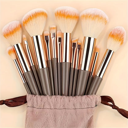 Synthetic Fibers Makeup Brush Set - Professional Foundation, Concealer, Eye Shadow, Blending Brushes - Manual Use, Plastic Handle Beauty Tools For Flawless Makeup Application