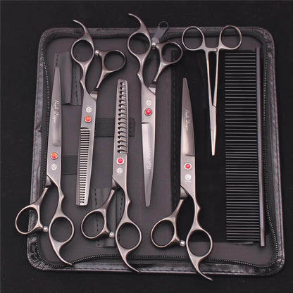 7pcs Professional Pet Grooming Scissors Set - Stainless Steel, Right-Handed Dog Beauty Shears with Thinning & Cutting Options