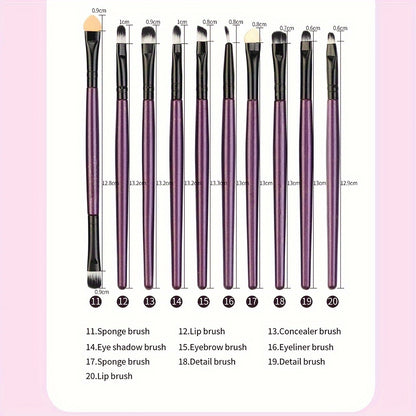 20Pcs Professional Makeup Brush Set - Ultra-Soft Bristles for Powder, Foundation & Eyeshadow - Seamless Application, High-Quality Cosmetics Brush Collection - Beauty Essentials