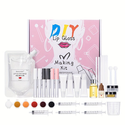 Sparkling DIY Lip Gloss Kit - Create Your Own Long-Lasting, Shimmering Lipstick with Glitter Liquid Makeup Base - Complete Customizable Beauty Set