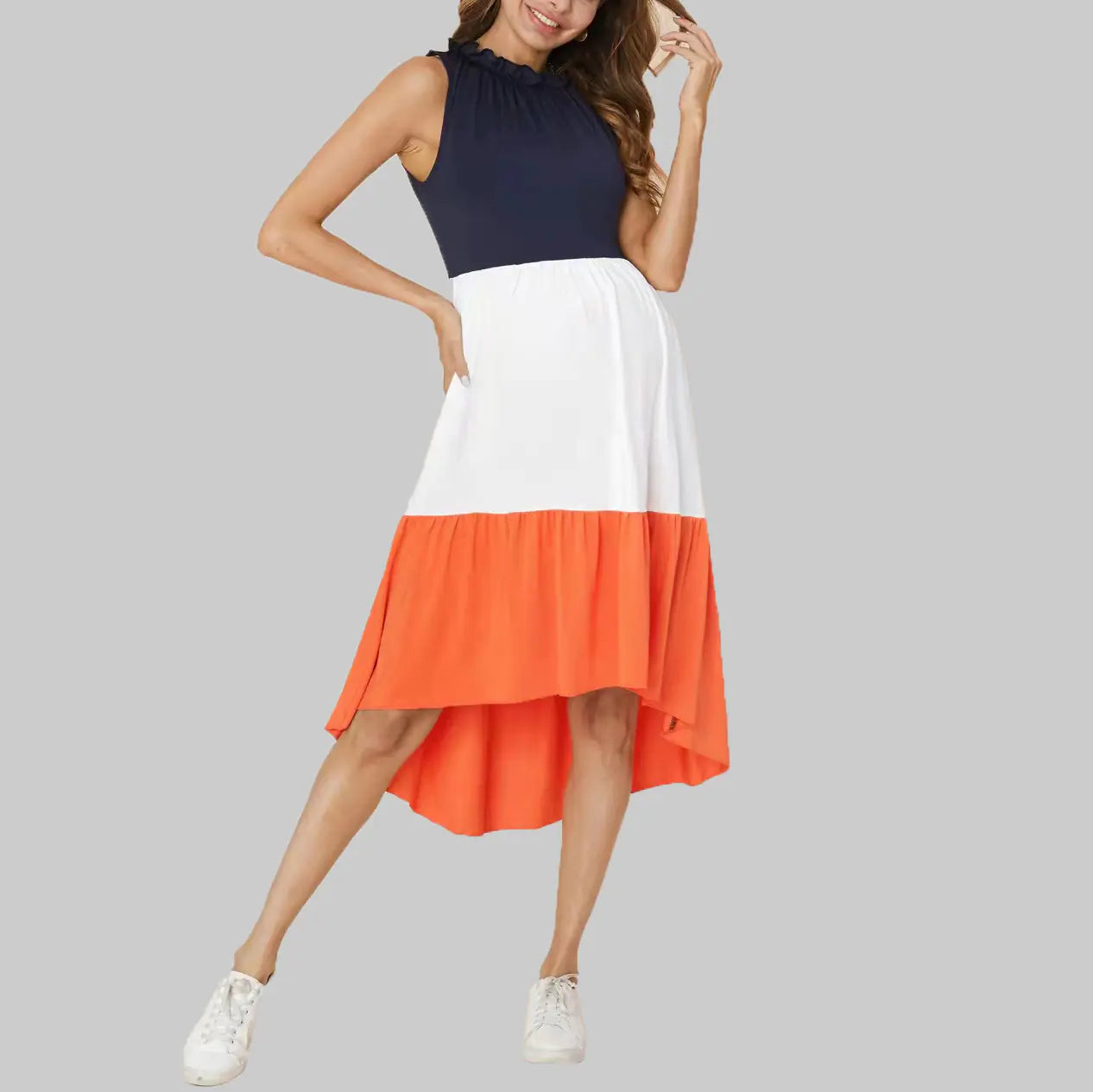 New Fashion Round Neck Sleeveless Maternity Dress