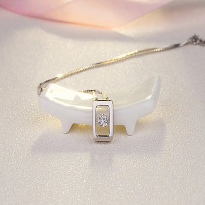 Dynamic Stone Pendant Silver Necklace - Minimalist Jewelry