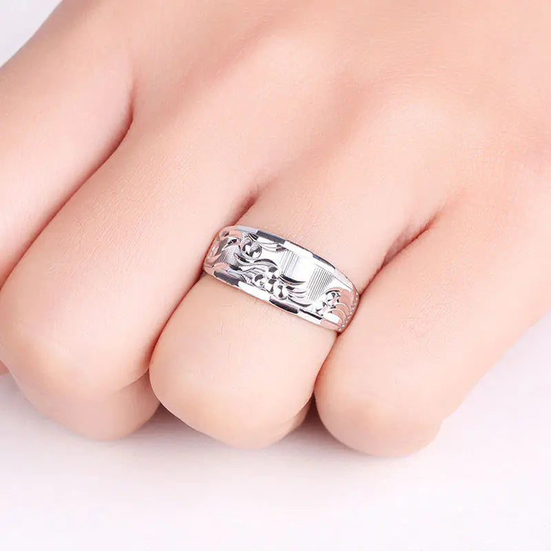 Men's Adjustable S999 Silver Dragon Ring Jewelry