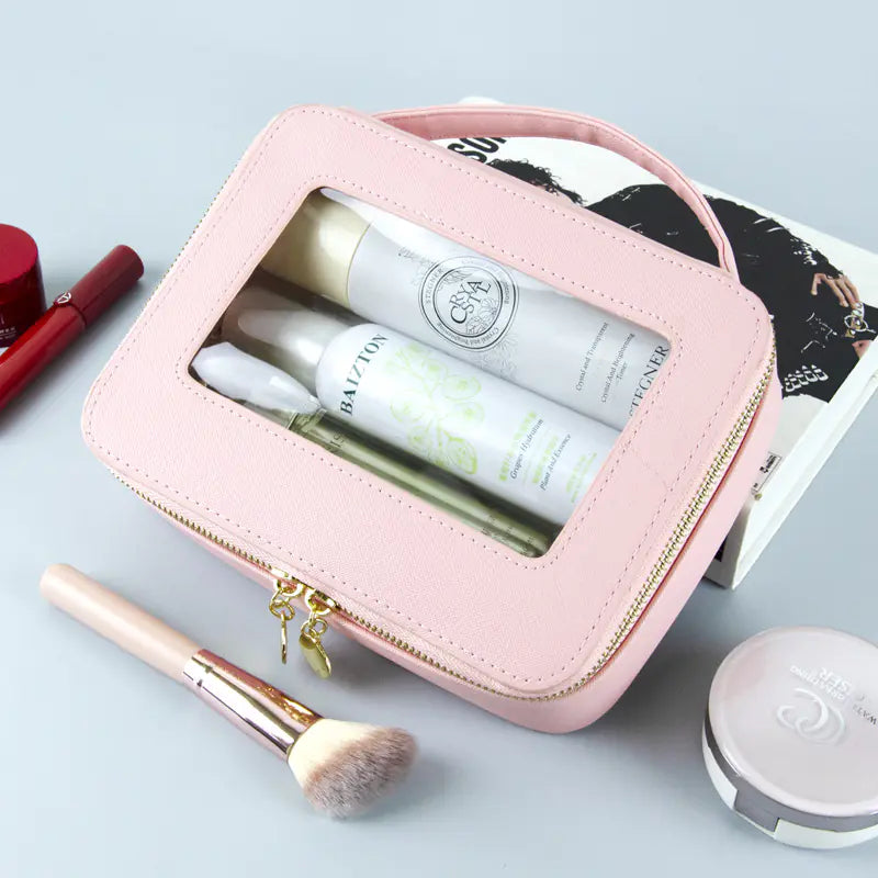 Colorful Saffiano Portable Cosmetic Case Makeup Bag