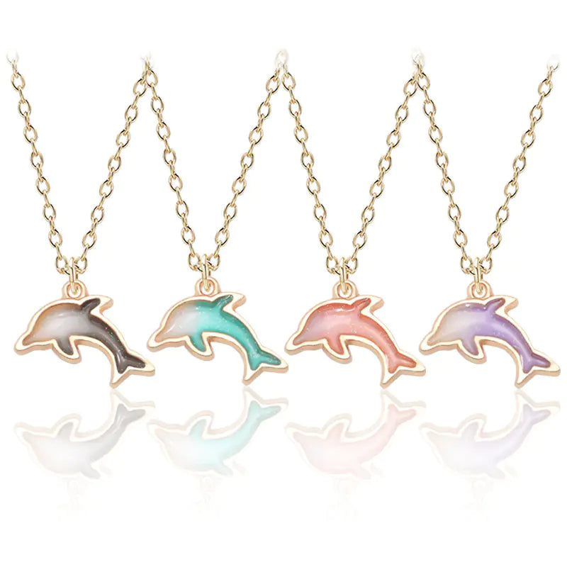 Gold Dolphin Pendant Necklace Jewelry