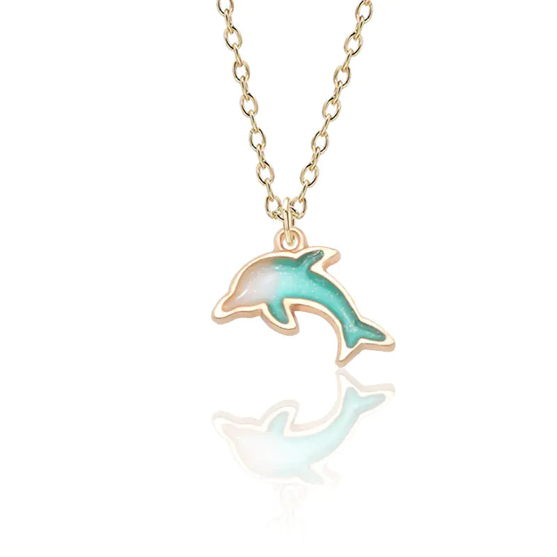 Gold Dolphin Pendant Necklace Jewelry